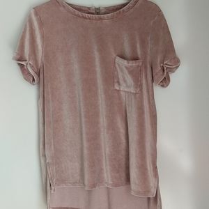 Cupio Velvet Blush Pink Short Sleeve Blouse